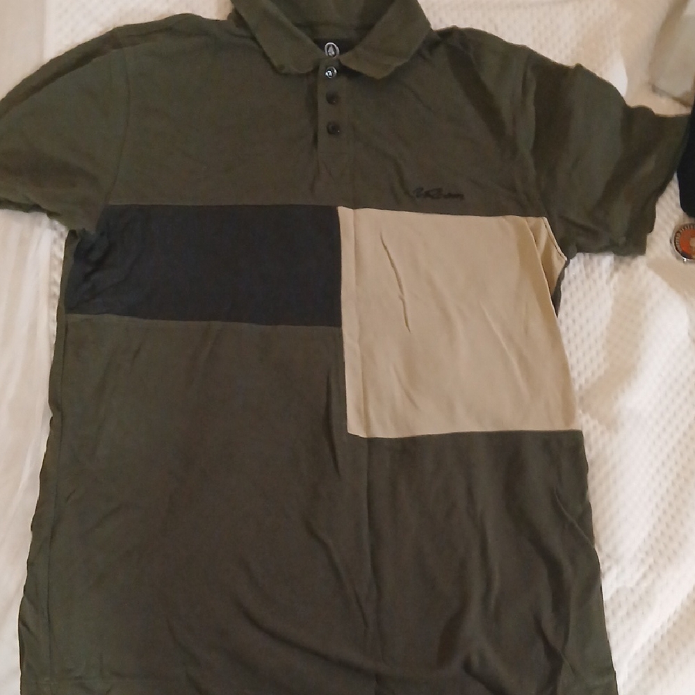 Volcom Olive and Beige Colorblock Polo Shirt